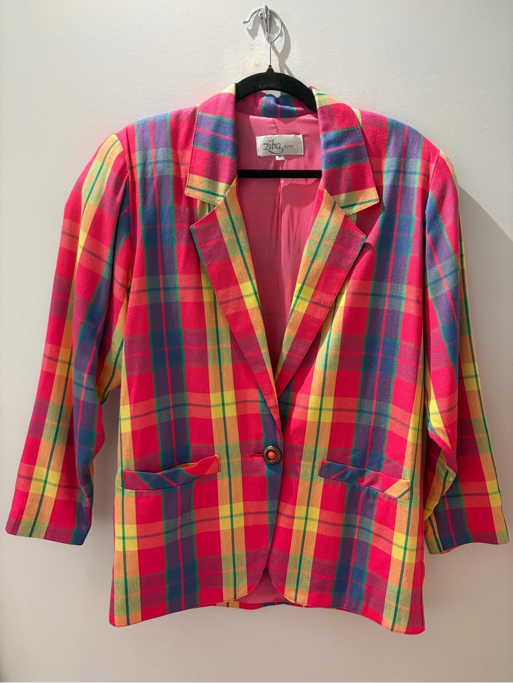 Ziba Petite Vintage Colourful Plaid Blazer Sz 6 | Bold Statement Jacket - Picture 2 of 6